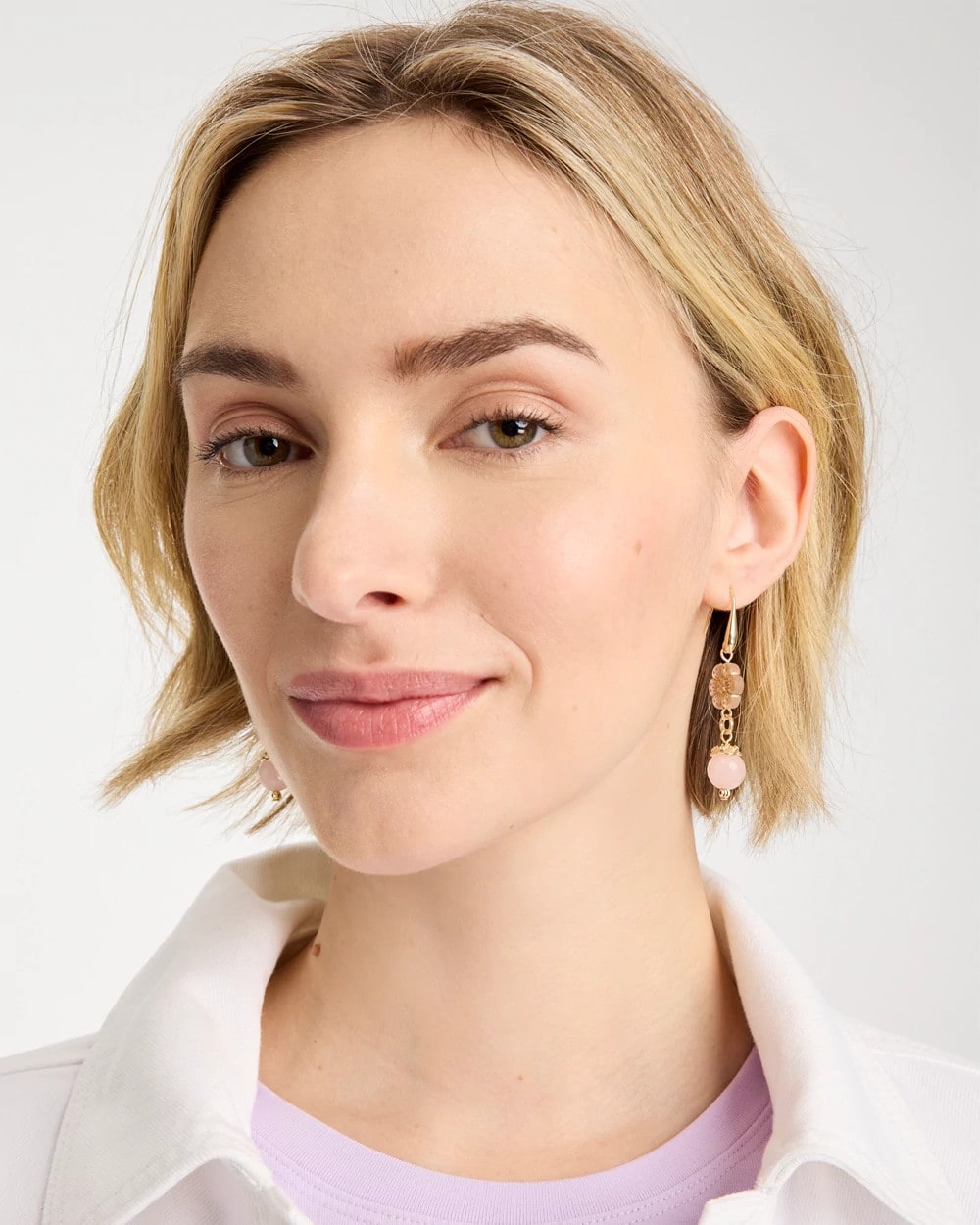 Chico's Sale Orchid Flower Beaded Drop Earrings