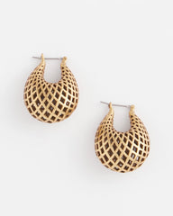 Chico's Discount Gold Gold Lattice Puff Hoop Earrings