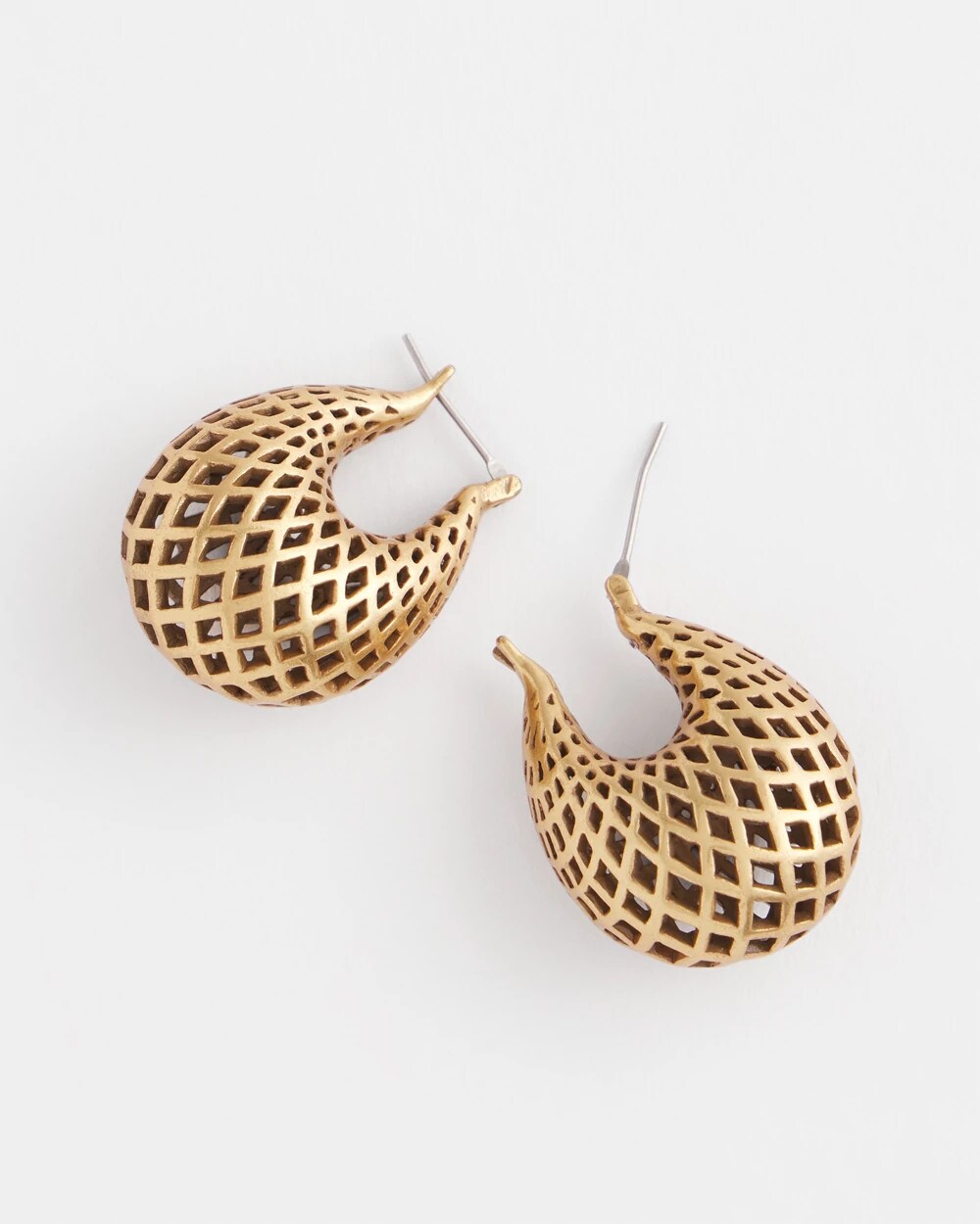 Chico's Discount Gold Gold Lattice Puff Hoop Earrings