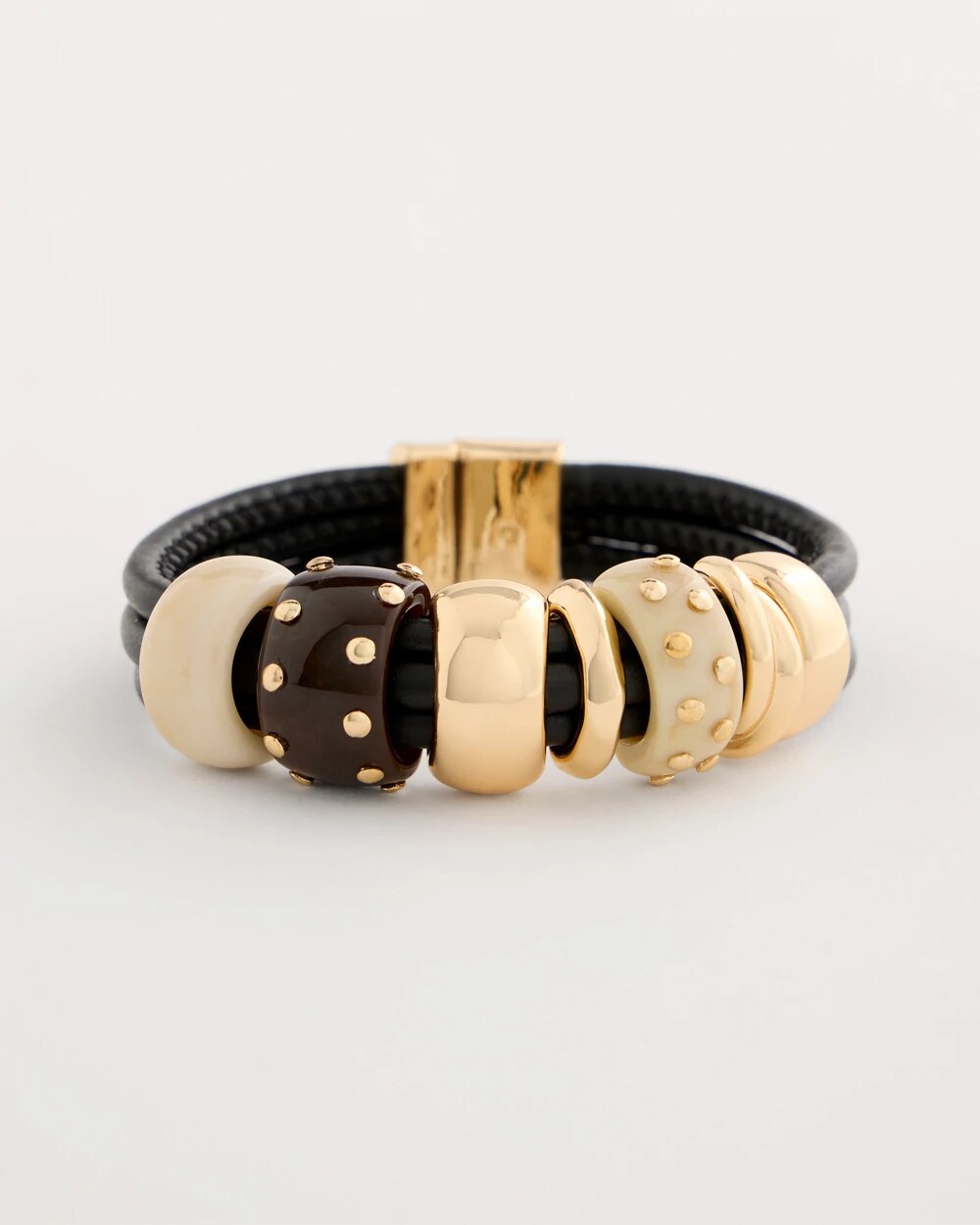 Chico's Online Neutral Embellished Rings Corded Bracelet