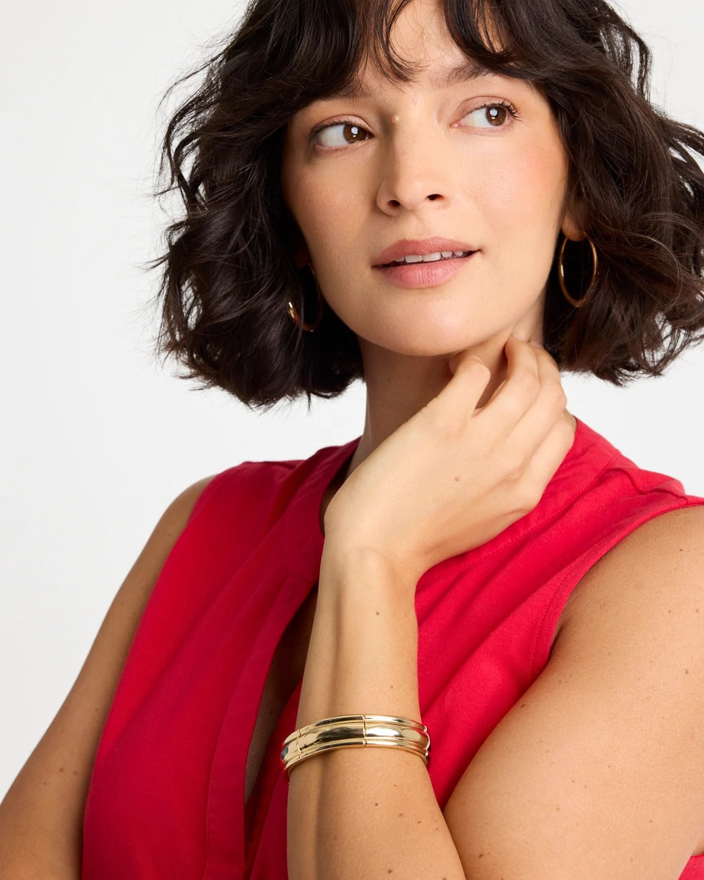 Chico's Discount Mixed Metals Mixed Metal Hinge Cuff Bracelet