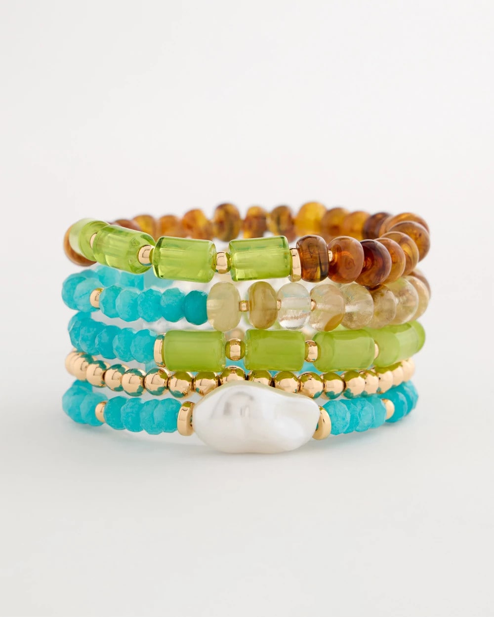 Chico's Sale Multi Multi-Colored Stretch Set of Five Beaded Bracelets