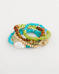Chico's Sale Multi Multi-Colored Stretch Set of Five Beaded Bracelets