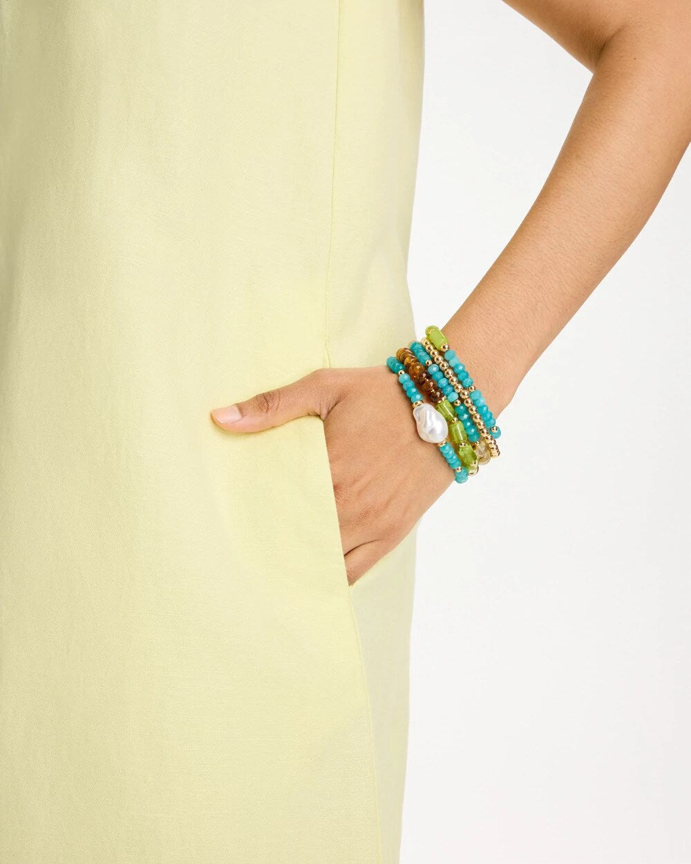 Chico's Sale Multi Multi-Colored Stretch Set of Five Beaded Bracelets