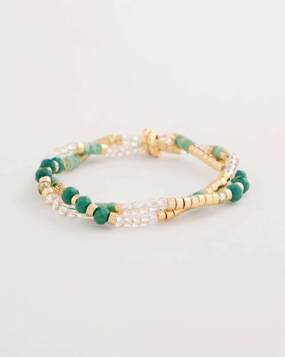 Chico's On Sale Green Genuine Howlite Beaded Stretch Bracelet