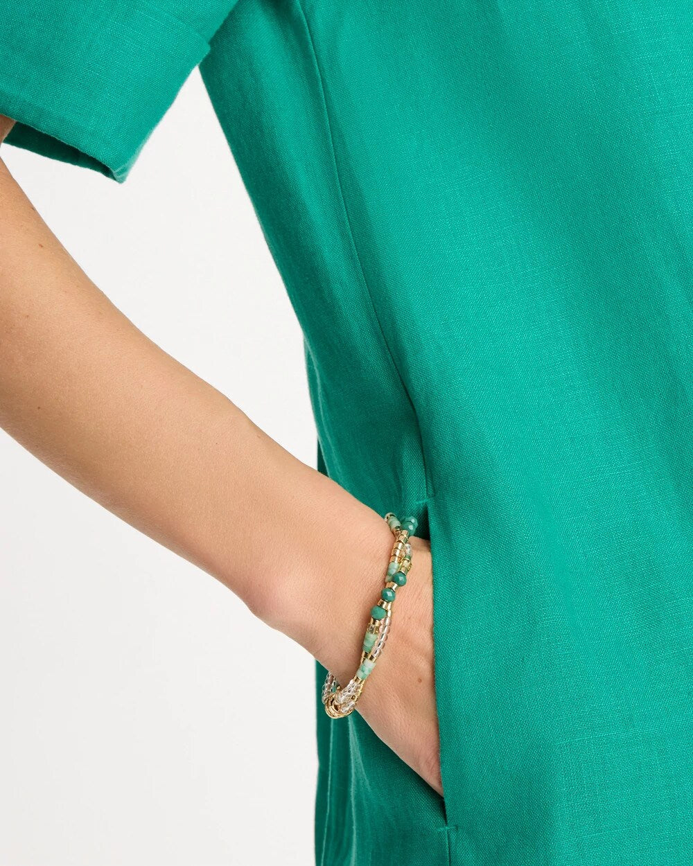 Chico's On Sale Green Genuine Howlite Beaded Stretch Bracelet