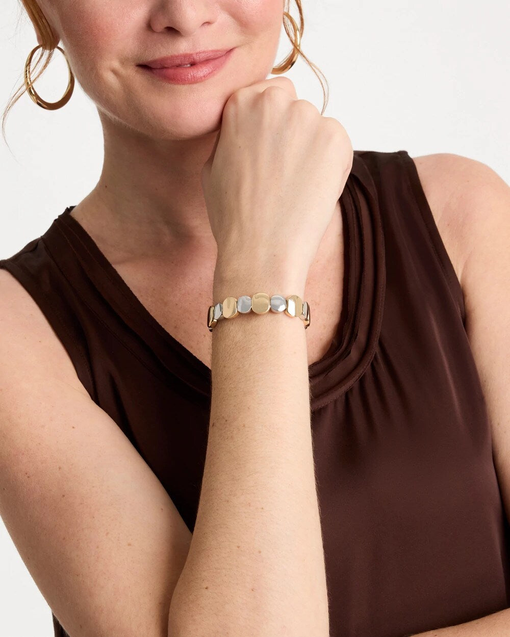 Chico's Online Mixed Metals Mixed Metals Glam Stretch Bracelet