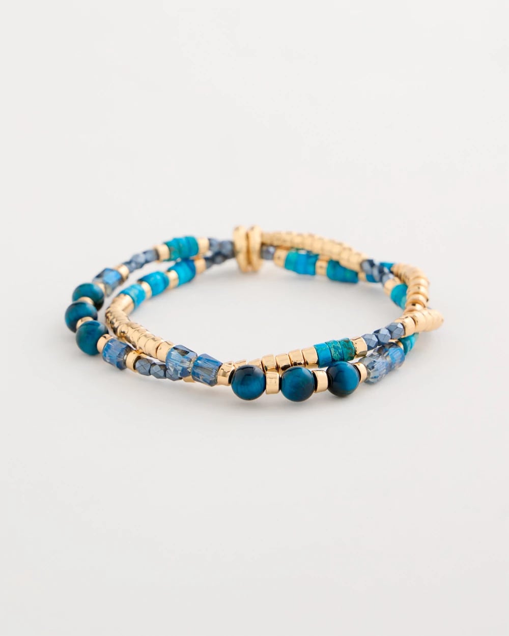 Chico's On Sale Teal Genuine Teal Tiger's Eye Stretch Bracelet