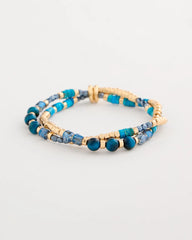 Chico's On Sale Teal Genuine Teal Tiger's Eye Stretch Bracelet