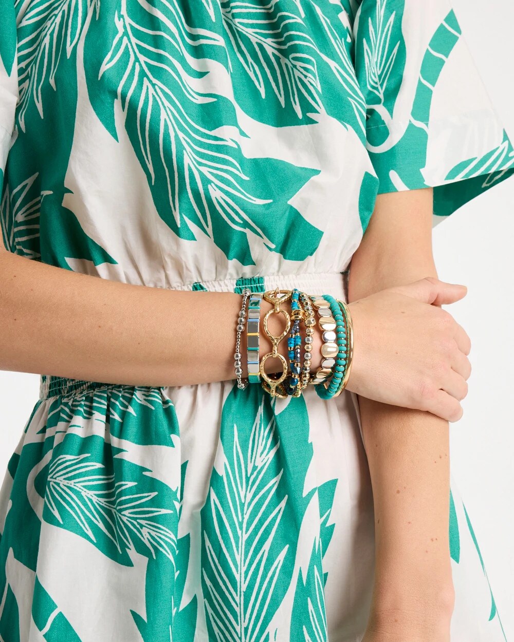Chico's For Sale Mixed Metals Mixed Metal Beaded Stretch Bracelet