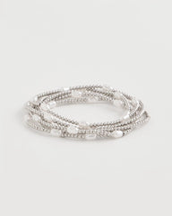 Chico's Discount Silver Pearlescent Bead Ball Bracelet