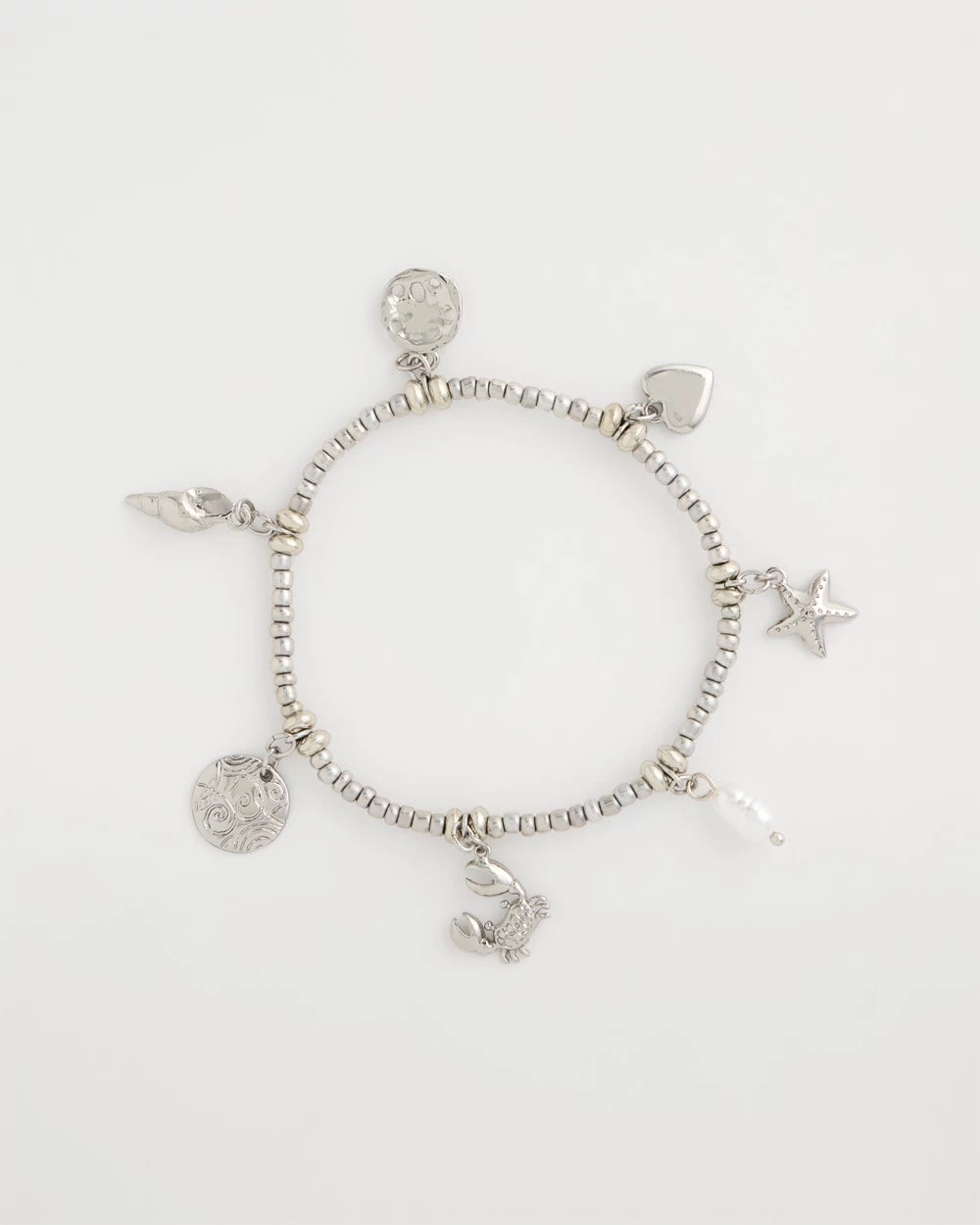 Chico's Sale Silver Beachy Silvertone Stretch Charm Bracelet