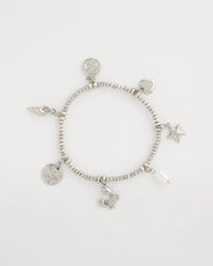 Chico's Sale Silver Beachy Silvertone Stretch Charm Bracelet