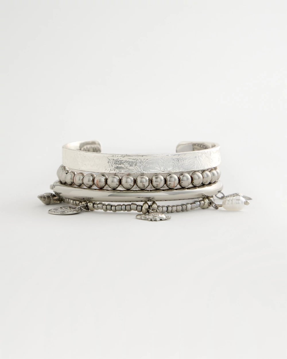 Chico's Sale Silver Beachy Silvertone Stretch Charm Bracelet