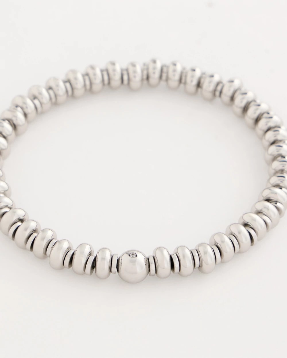 Chico's Discount Silver Silvertone Rounded Stretch Bracelet