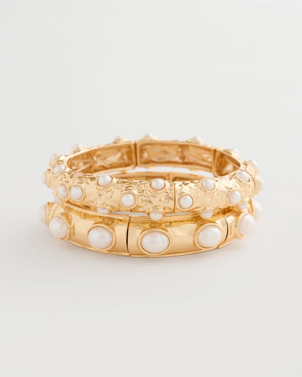 Chico's Outlet Gold Stretch Cuff Bracelet Set of Two
