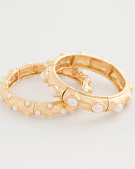Chico's Outlet Gold Stretch Cuff Bracelet Set of Two