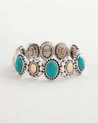 Chico's Online Turquoise Turquoise Mixed Metal Stretch Bracelet