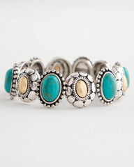Chico's Online Turquoise Turquoise Mixed Metal Stretch Bracelet
