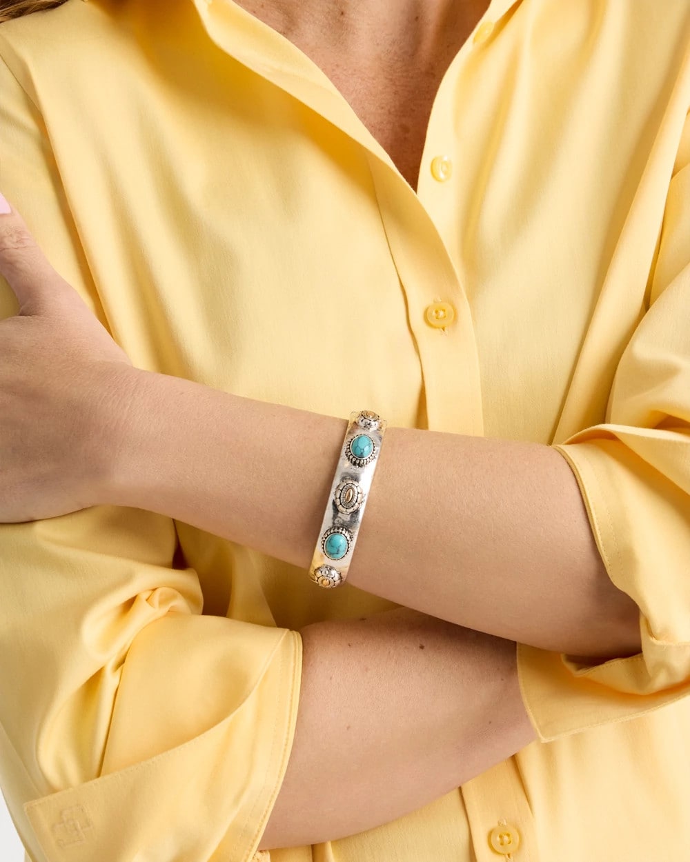 Chico's Discount Turquoise Turquoise Mixed Metal Bangle