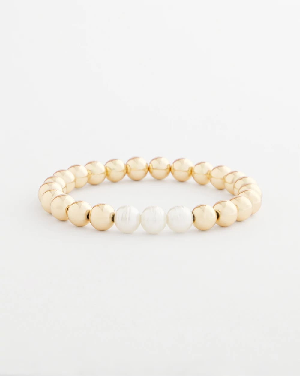 Chico's Discount Pearl Goldtone Bead Stretch Bracelet