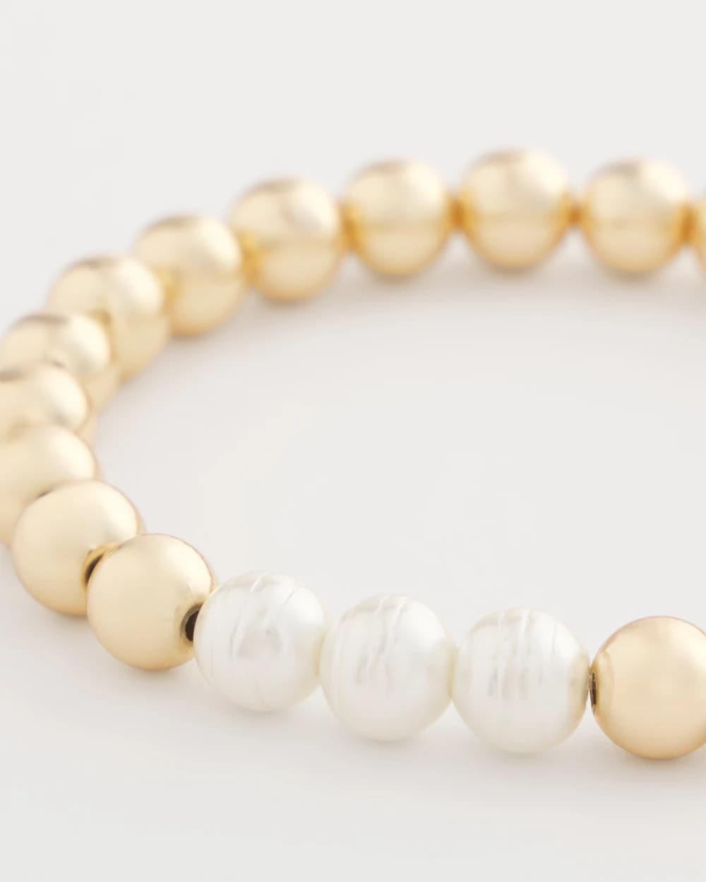 Chico's Discount Pearl Goldtone Bead Stretch Bracelet