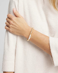 Chico's Discount Pearl Goldtone Bead Stretch Bracelet
