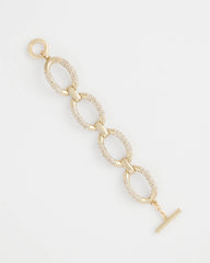 Chico's Sale Gold Large Pave Link Toggle Bracelet