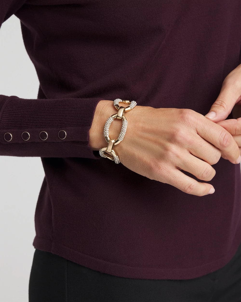 Chico's Sale Gold Large Pave Link Toggle Bracelet