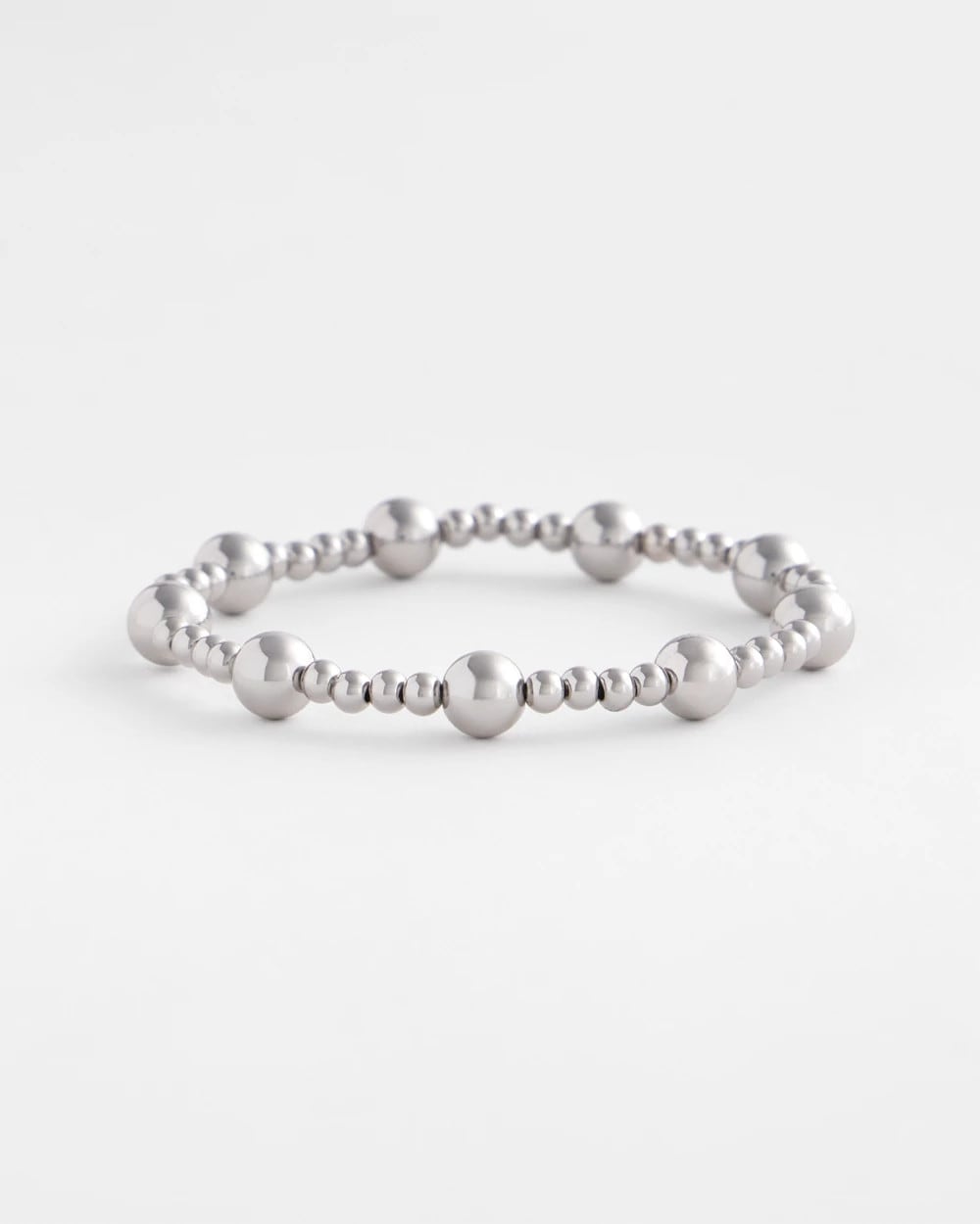 Chico's Discount Silver Silver-tone Medium Bead Stretch Bracelet