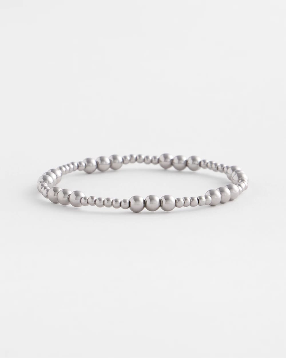 Chico's Outlet Silver Silver-tone Small Bead Stretch Bracelet