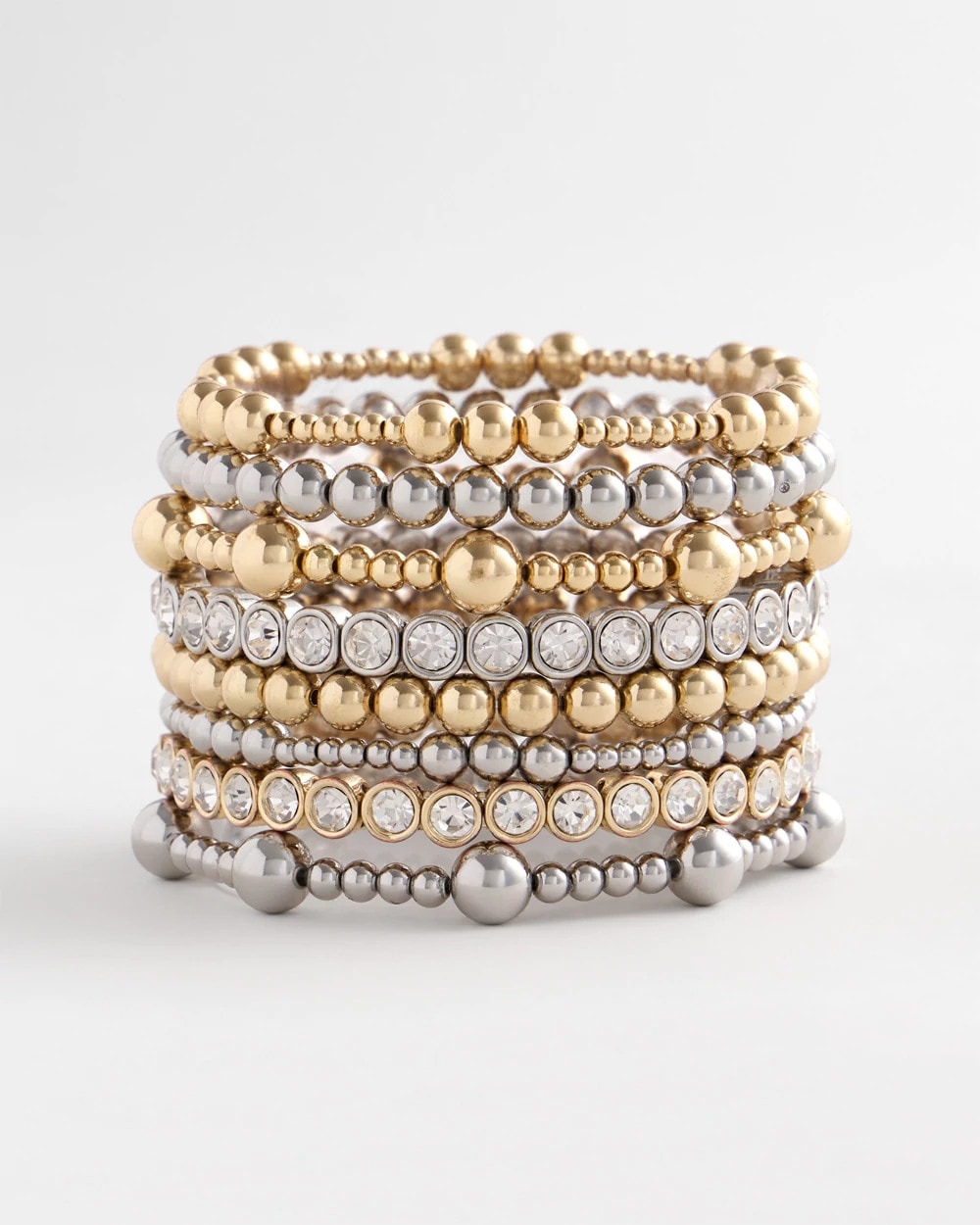 Chico's Outlet Silver Silver-tone Small Bead Stretch Bracelet