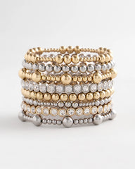 Chico's Outlet Silver Silver-tone Small Bead Stretch Bracelet