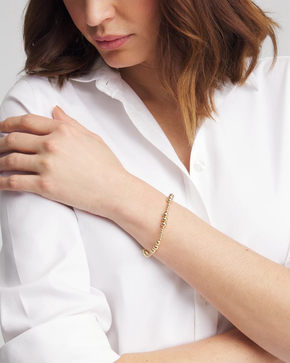 Chico's On Sale Gold Gold-tone Small Bead Stretch Bracelet