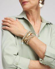 Chico's On Sale Gold Gold-tone Small Bead Stretch Bracelet