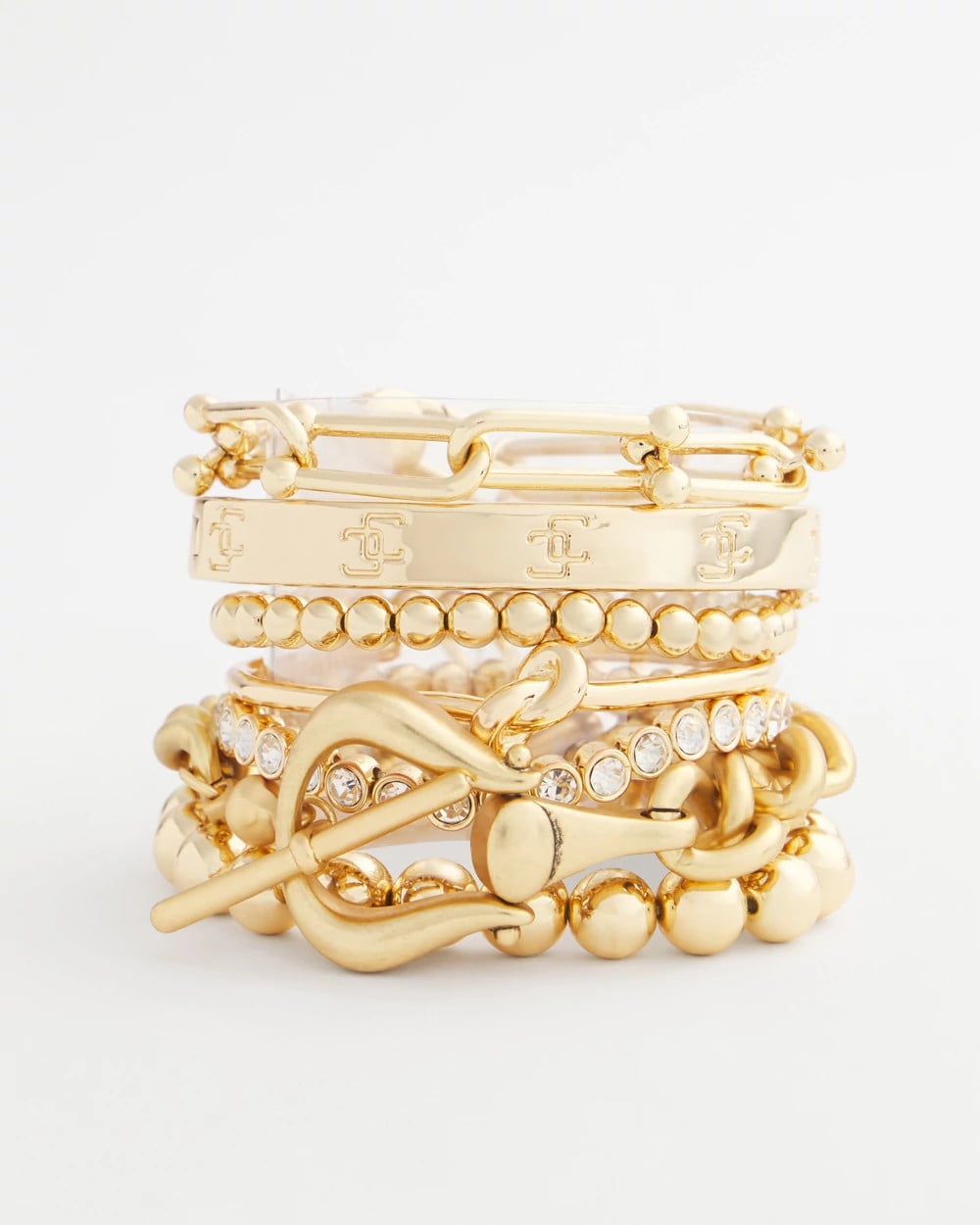Chico's For Sale Gold Small Beaded Gold Tone Stretch Bracelet