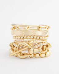 Chico's For Sale Gold Small Beaded Gold Tone Stretch Bracelet