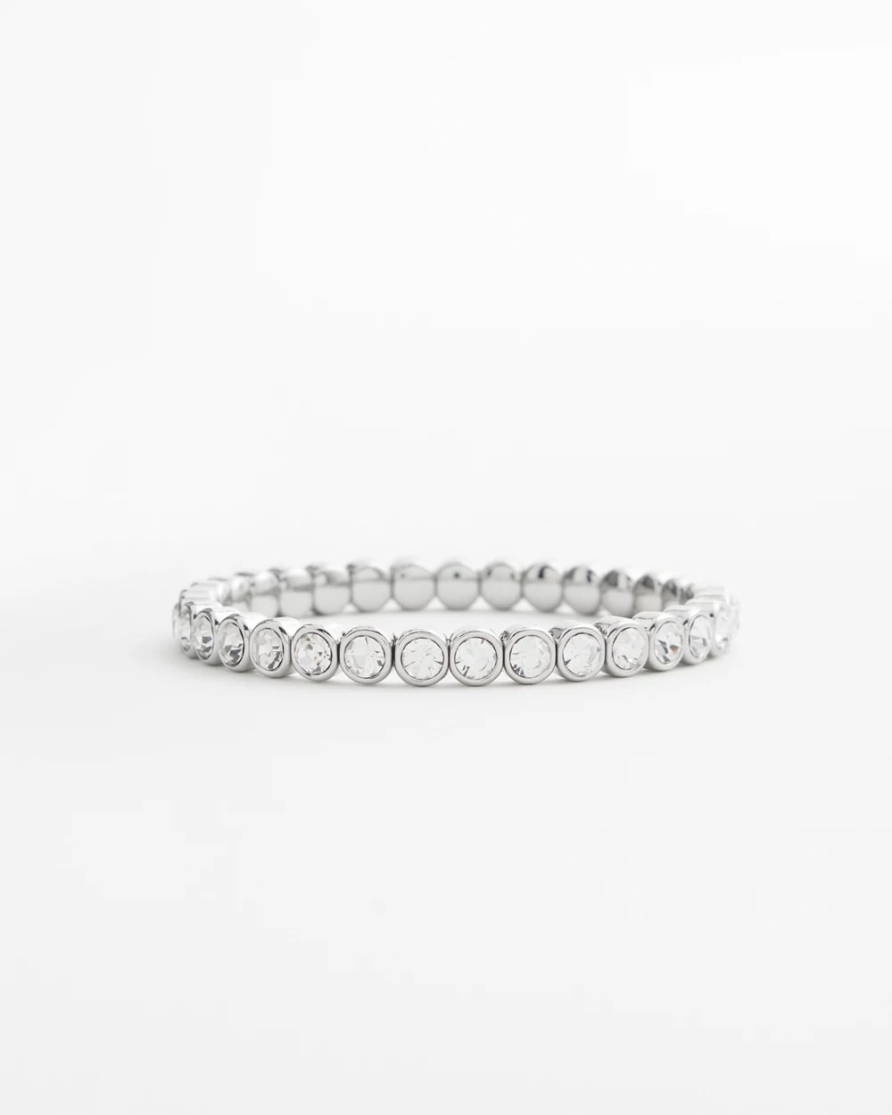 Chico's Online Silver Faux Tennis Stretch Bracelet