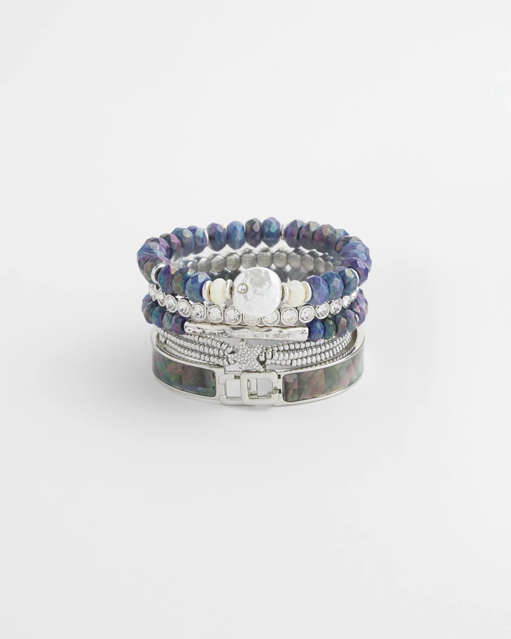 Chico's Online Silver Faux Tennis Stretch Bracelet