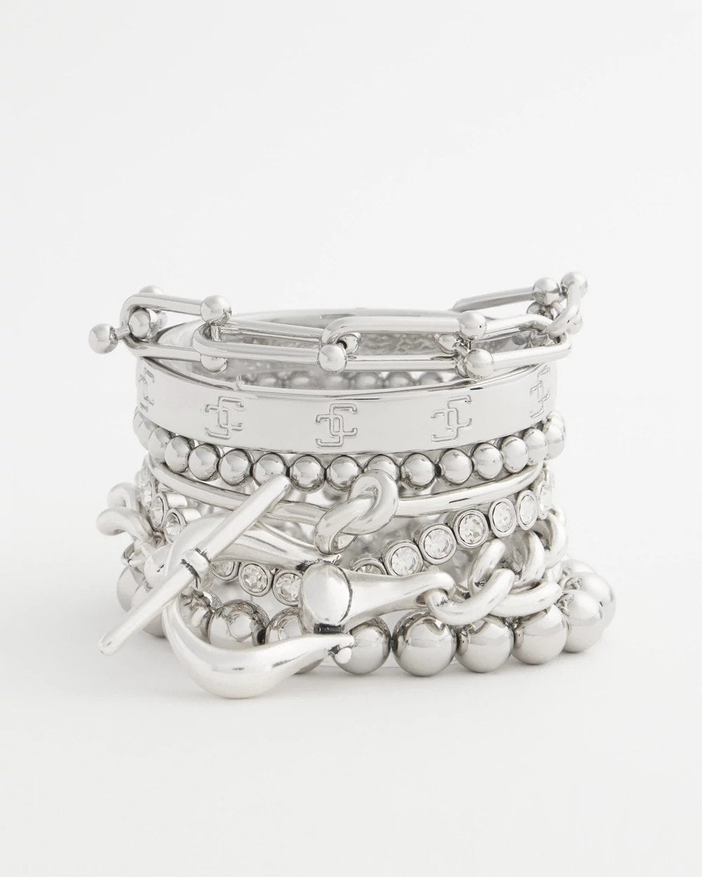 Chico's For Sale Silver Small Beaded Silver Tone Stretch Bracelet