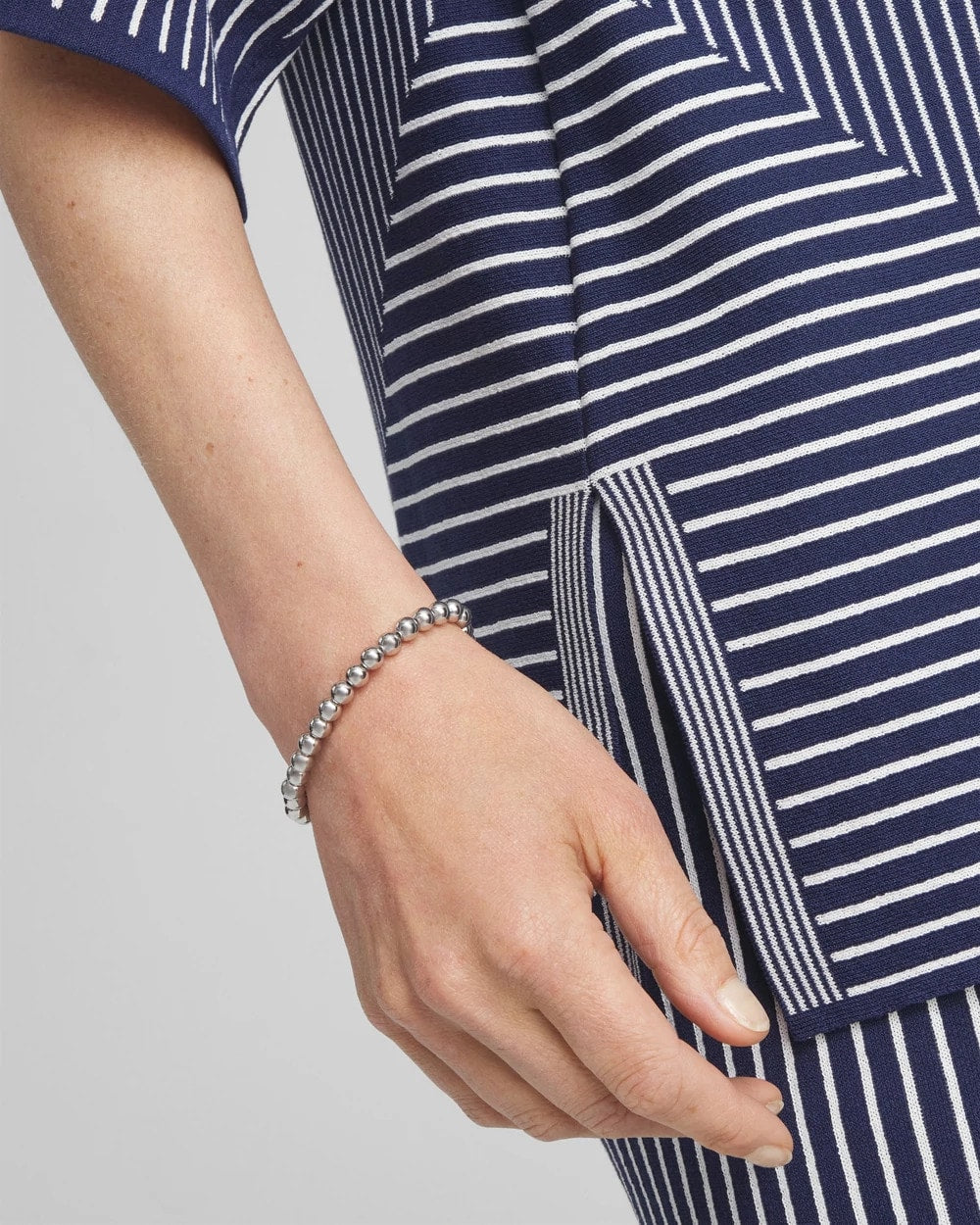 Chico's For Sale Silver Small Beaded Silver Tone Stretch Bracelet