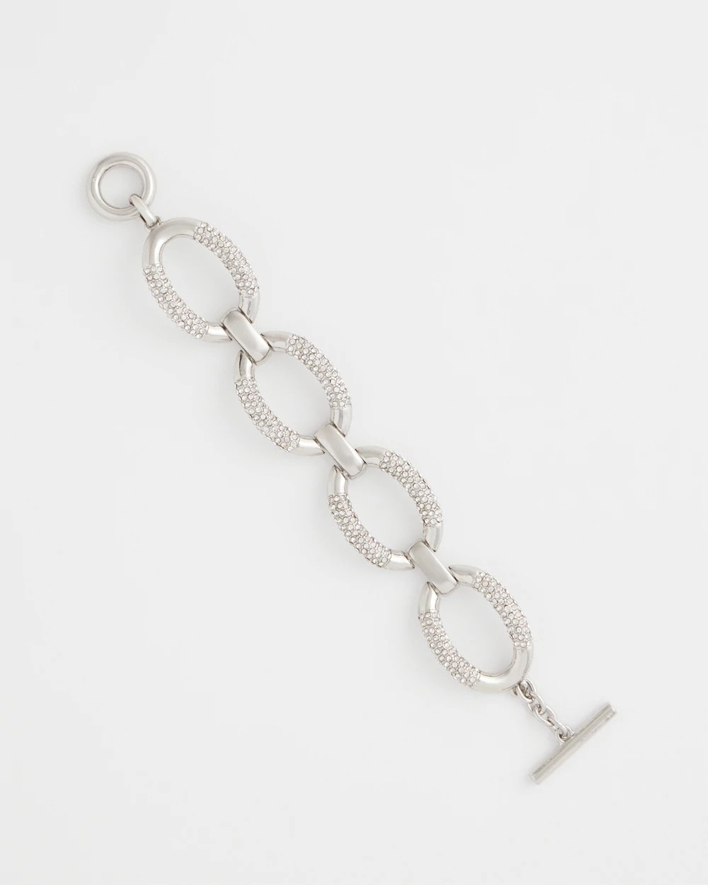 Chico's Online Silver Large Pave Link Toggle Bracelet