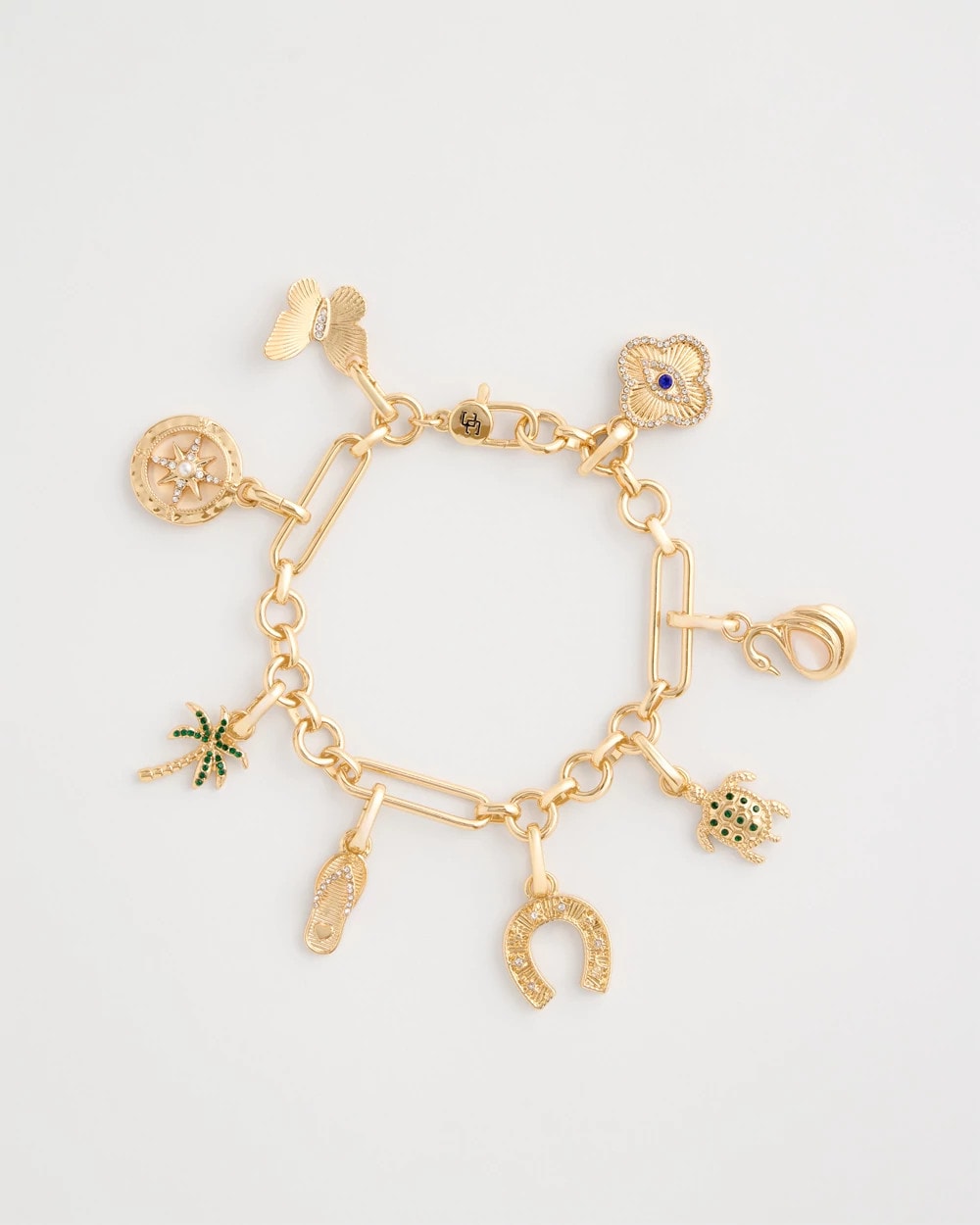 Chico's Discount Gold Shiny Goldtone Novelty Charm Bracelet