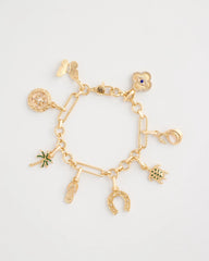 Chico's Discount Gold Shiny Goldtone Novelty Charm Bracelet