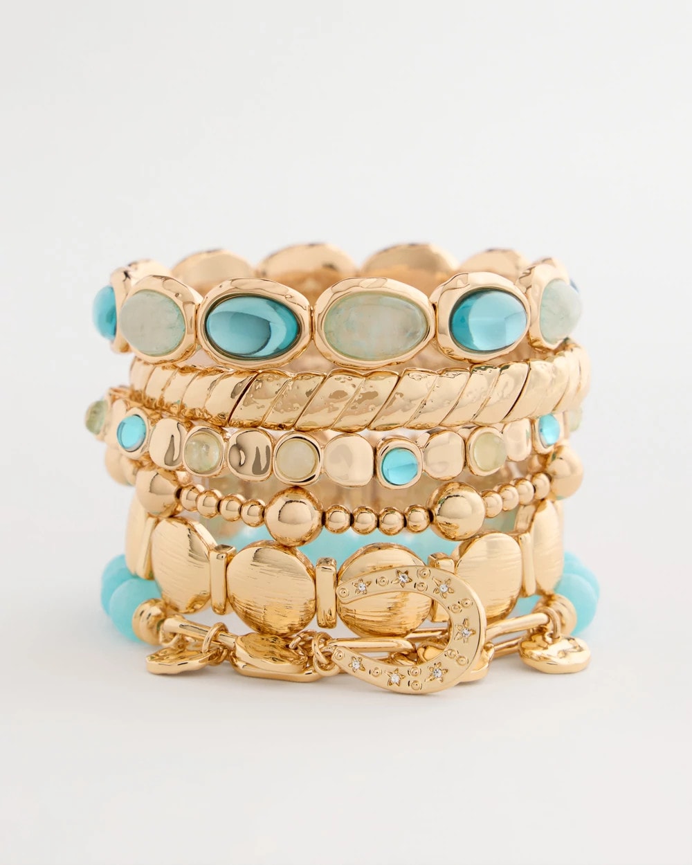 Chico's On Sale Light Blue Jade Stone Link Charm Bracelet