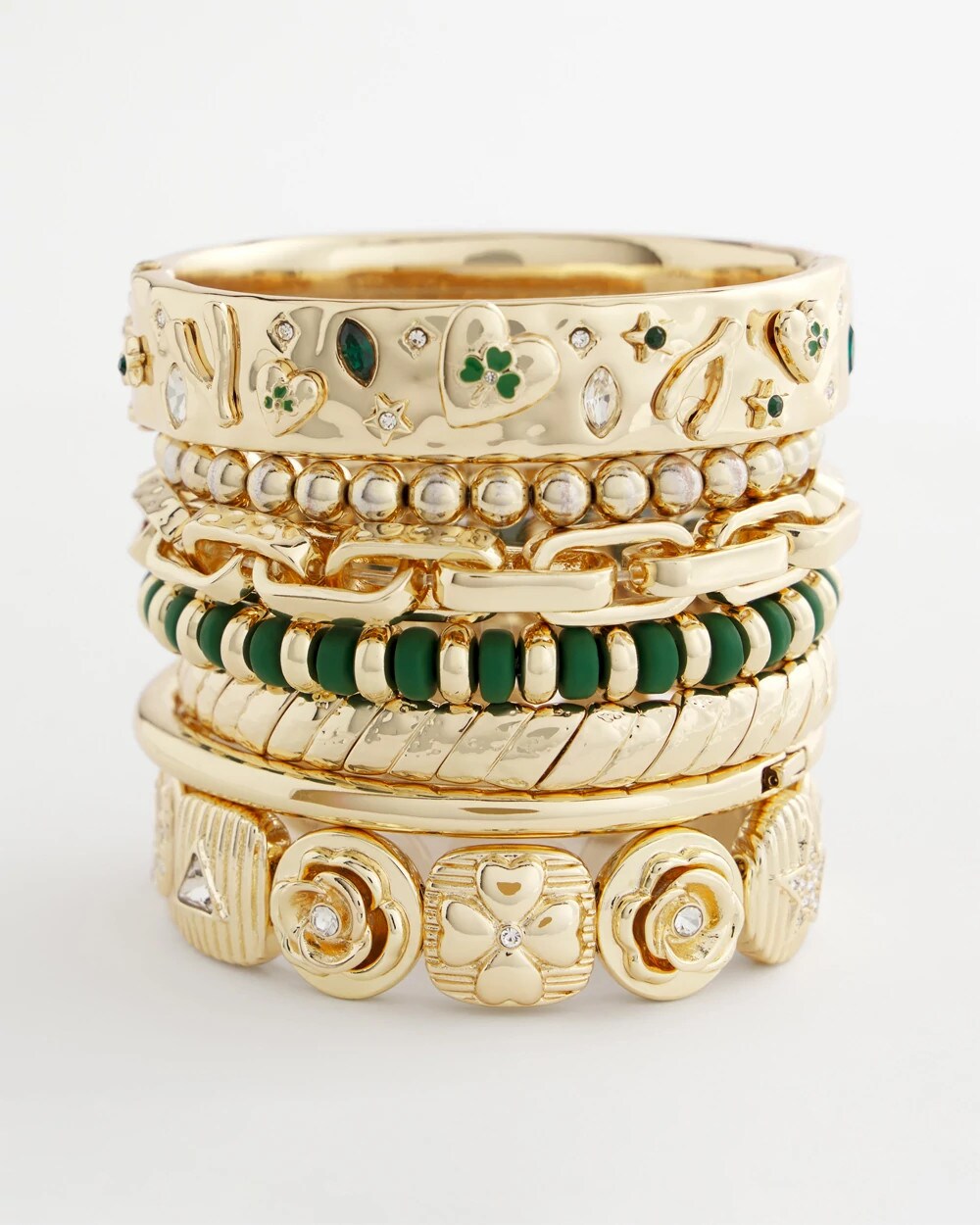 Chico's Sale Green Green Gold Slice Stretch Bracelet