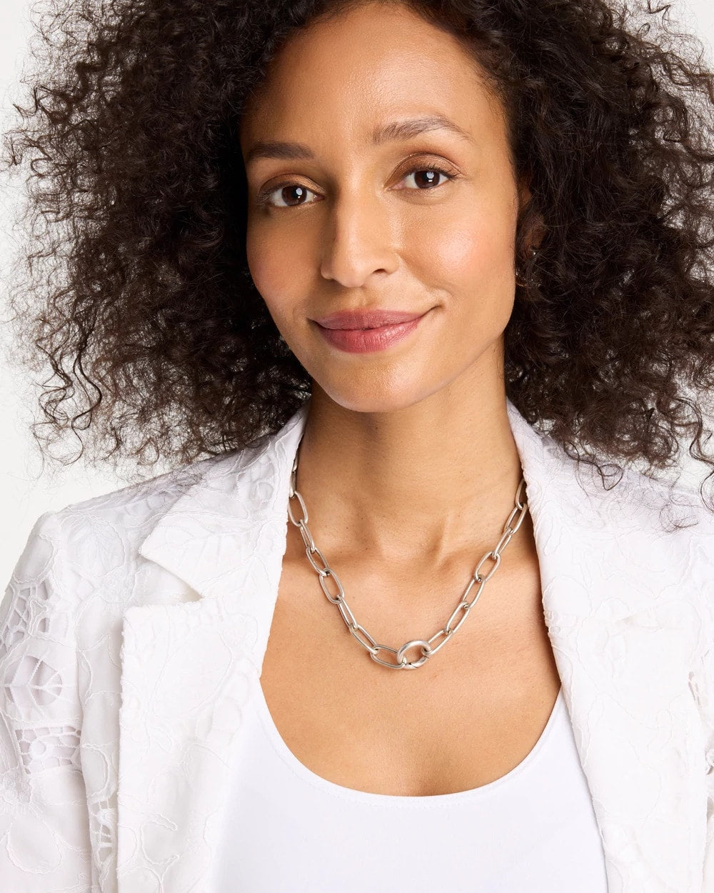 Chico's Outlet Silver Silvertone Charm Link Necklace