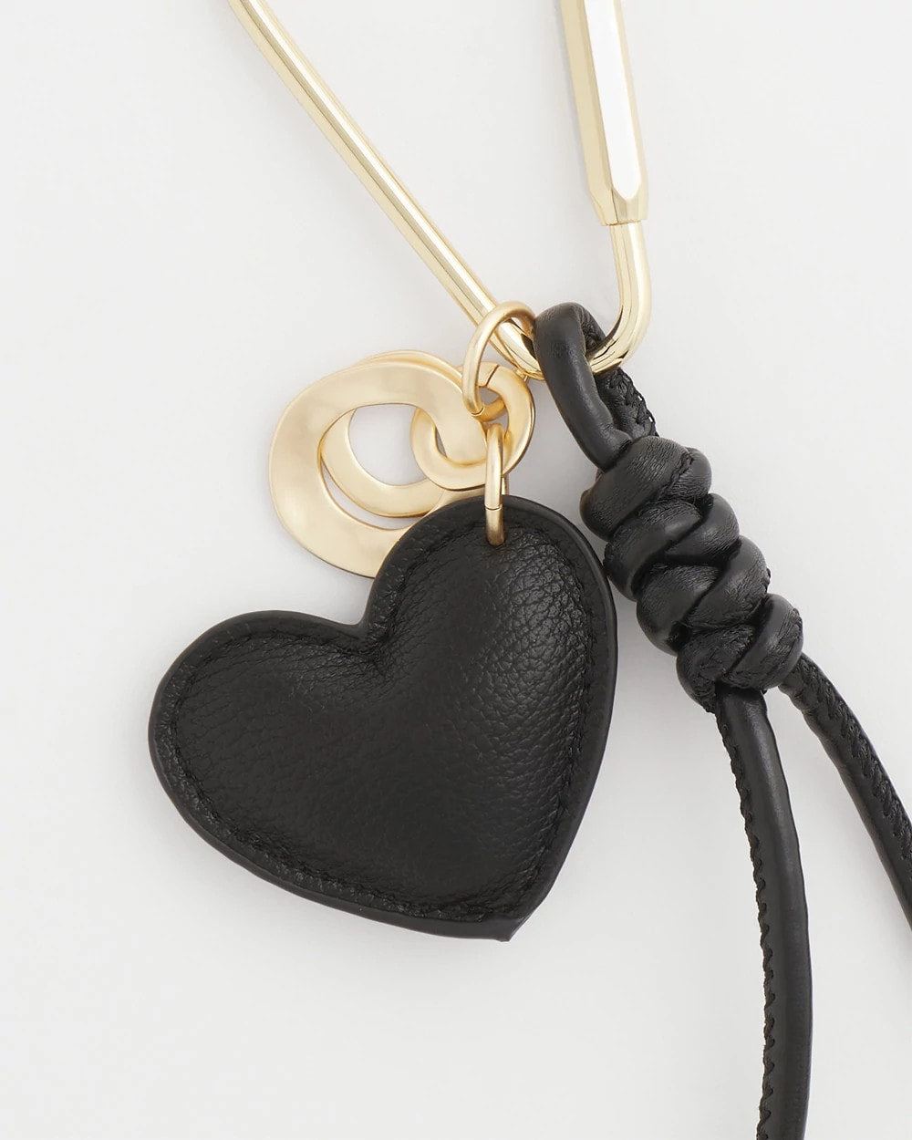 Chico's Online Black Faux Leather Heart Bag Charm