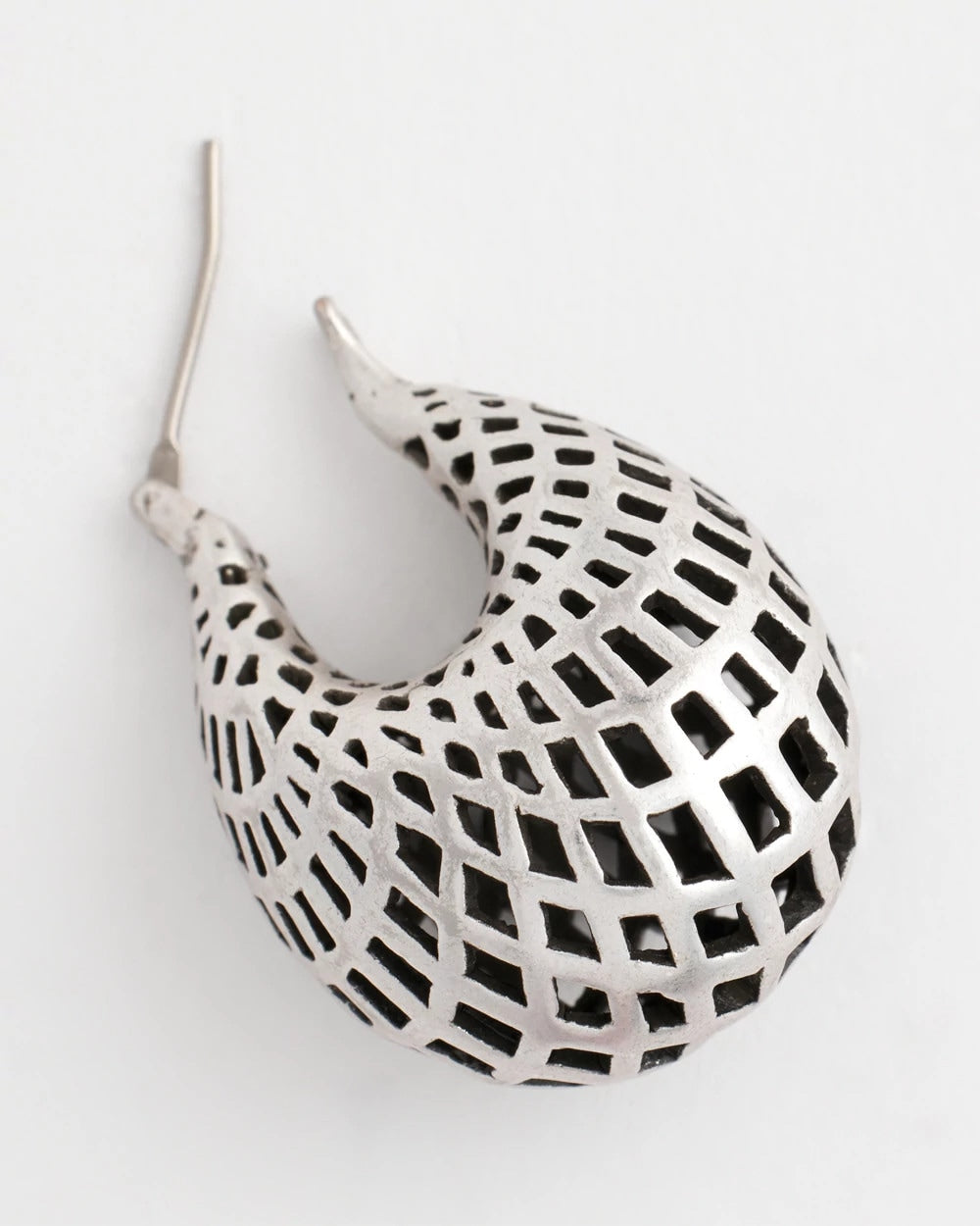 Chico's For Sale Silver Silver Lattice Puff Hoop Earrings