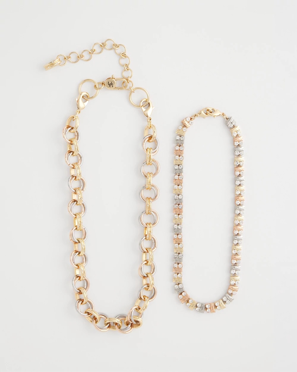 Chico's Online Mixed Metals Convertible Tri-Tone Short Necklace